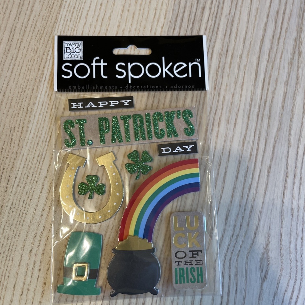 Happy St. Patrick's Day Rainbow Pot Of Gold Scrapbooking Stickers By Soft Spoken - Picture 1 of 2